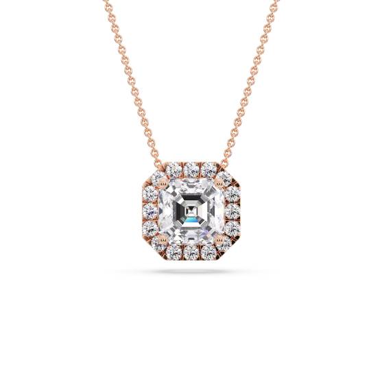 Anhänger mit Asscher-förmigem Diamanten und einzelnem Halo
