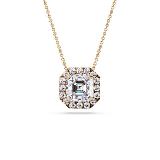 Anhänger mit Asscher-förmigem Diamanten und einzelnem Halo