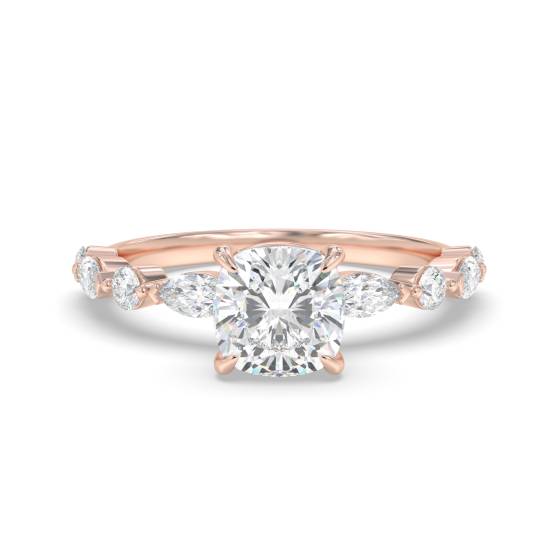 Ring mit kissenförmigem Diamanten an der Schulter