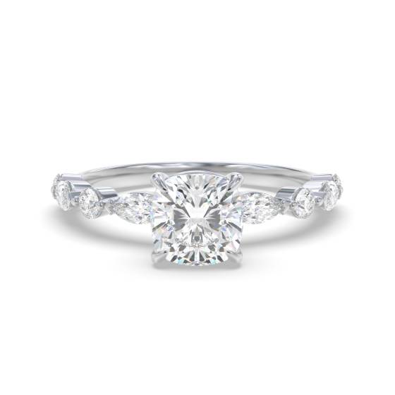 Ring mit kissenförmigem Diamanten an der Schulter