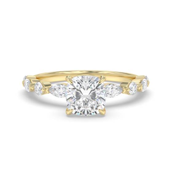 Ring mit kissenförmigem Diamanten an der Schulter