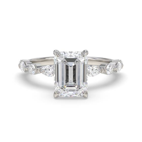 Smaragd-Diamant-Schulter-Set-Ring