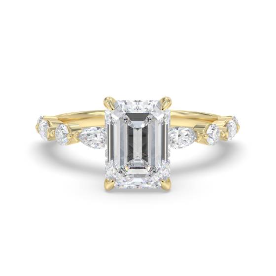 Smaragd-Diamant-Schulter-Set-Ring