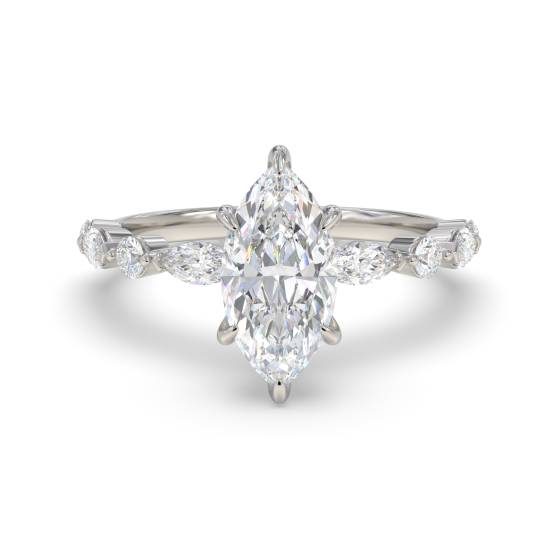Marquise Diamond Shoulder Set Ring