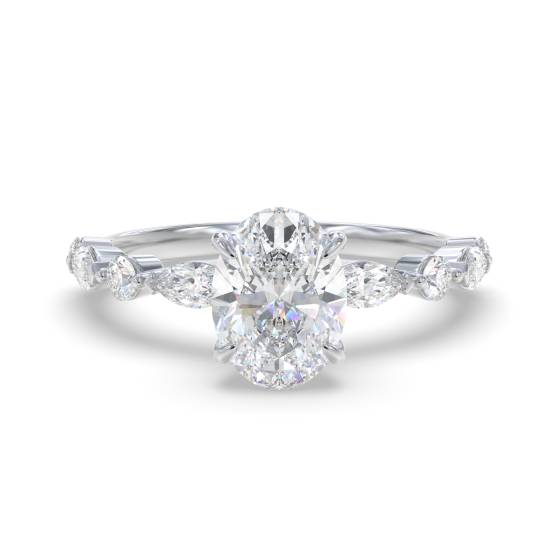Ring mit ovalem Diamanten an der Schulter