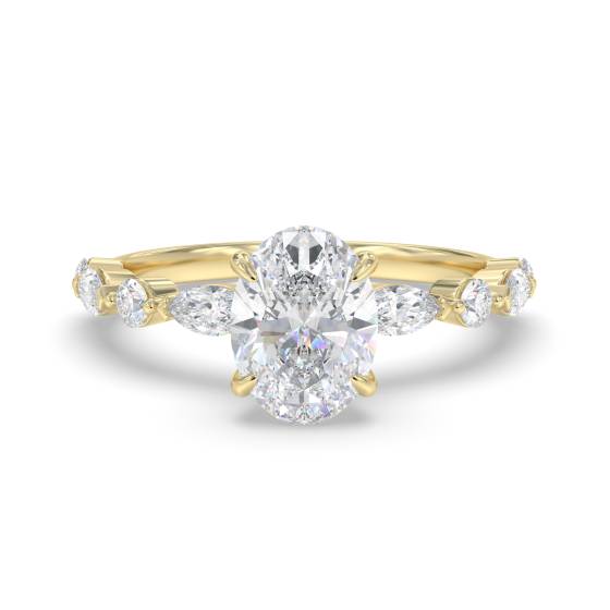 Ring mit ovalem Diamanten an der Schulter