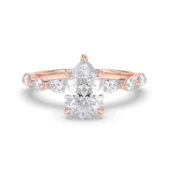 Birnenförmiger Diamant-Schulterring