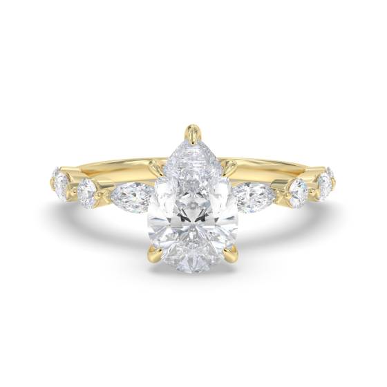 Birnenförmiger Diamant-Schulterring