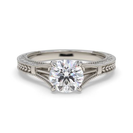 0,90 ct SI2/G Runder Solitär-Vintage-Naturdiamantring