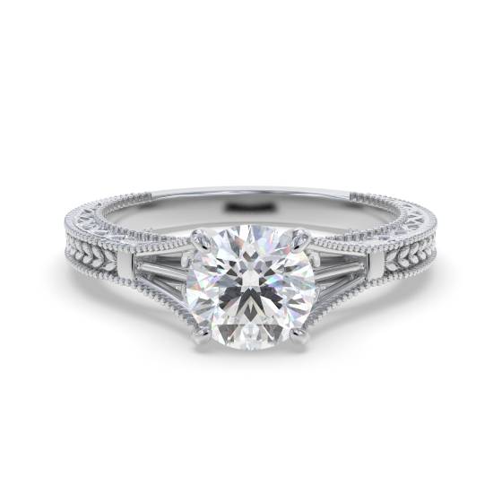 Einzigartiger Ring im Vintage-Filgrüßen-Stil mit einem einzelnen runden Naturdiamanten (0,30 ct, SI1/G).