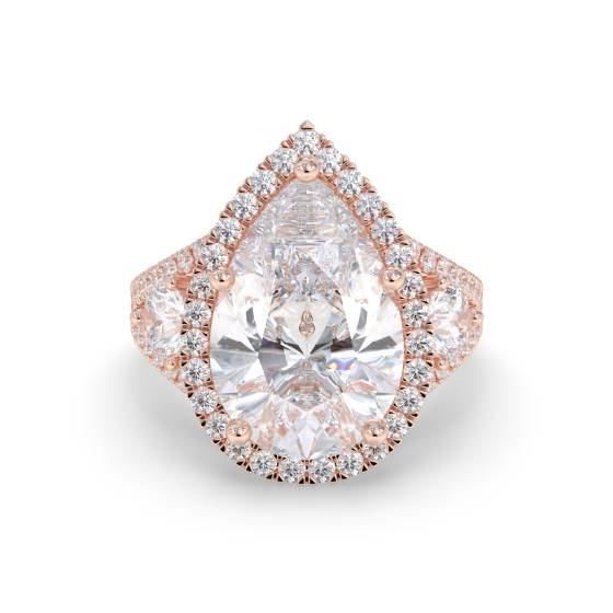 Birnenförmiger Diamant-Ring mit geteilter Schulterpartie