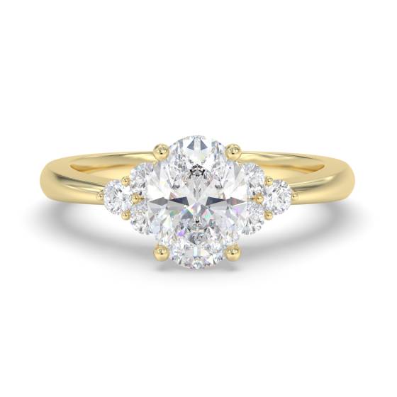 Ovaler Diamant-Seitenstein-Cluster-Ring