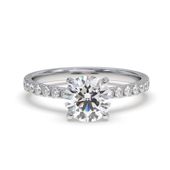Verlobungsring mit rundem Diamanten (0,50 ct) und Schulterfassung