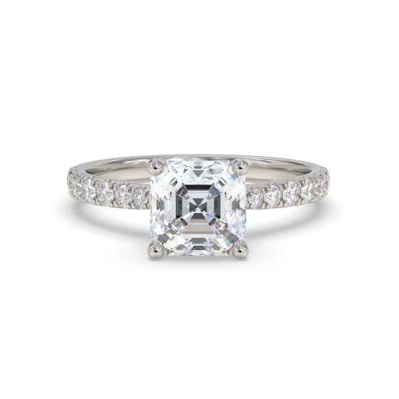 Asscher Schulterbesetzter Diamant-Verlobungsring