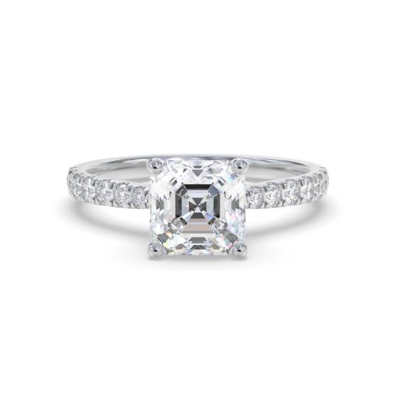 Asscher Schulterbesetzter Diamant-Verlobungsring