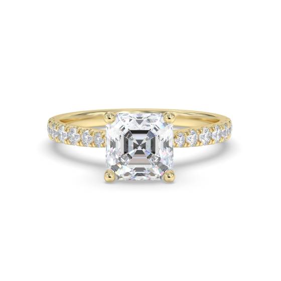 Asscher Schulterbesetzter Diamant-Verlobungsring