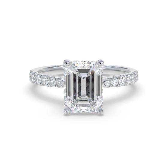 1.00ct IF/D Lab Grown Emerald Diamond Shoulder Set Ring in 9k White Gold
