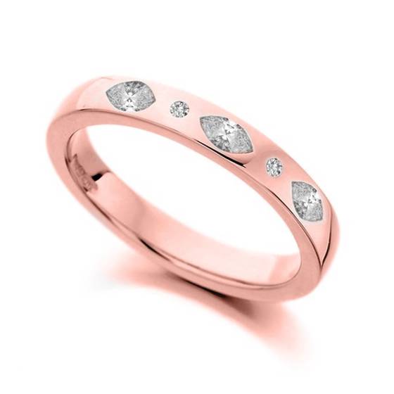 3 mm Marquise- und Runddiamant-Ehering