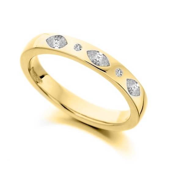 3 mm Marquise- und Runddiamant-Ehering