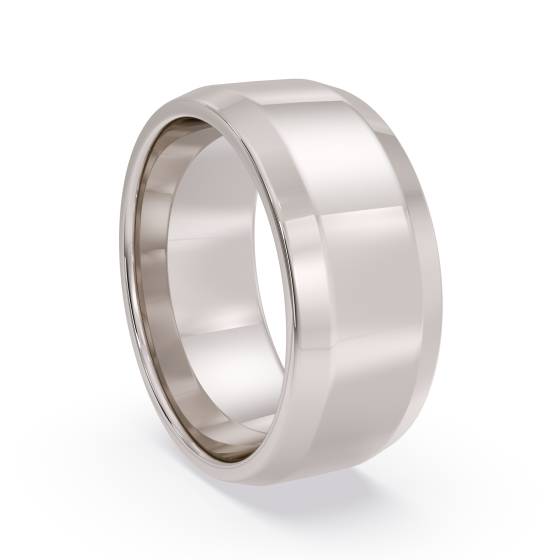 8mm Bevelled Edge Plain Wedding Ring in Platinum