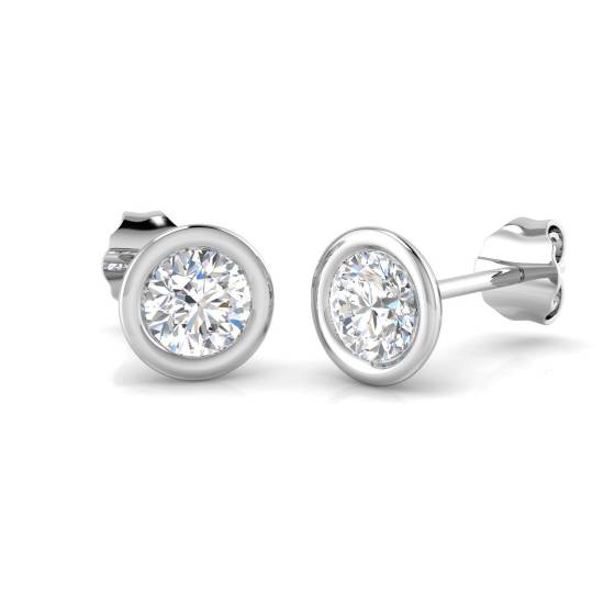 Ohrstecker mit rundem Diamanten im Zargenfassung