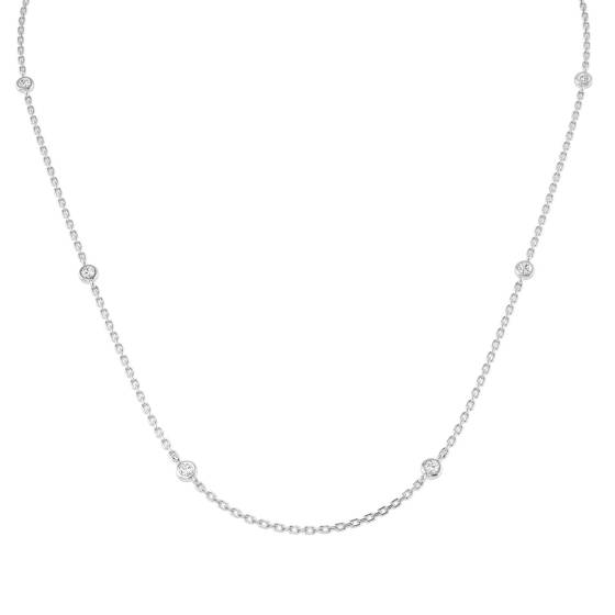 0.8ct VVS/D-E Lab Grown Round Cut Diamond 18Inches Rubover Chain in 9k White Gold