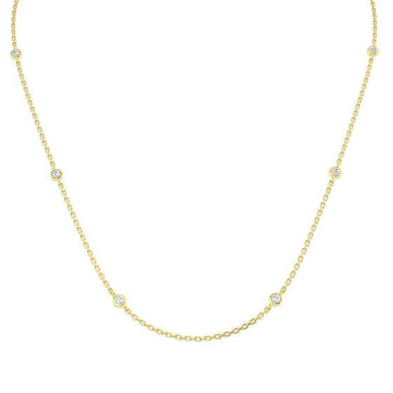 0.8ct VVS/D-E Lab Grown Round Cut Diamond 18Inches Rubover Chain in 9k Yellow Gold