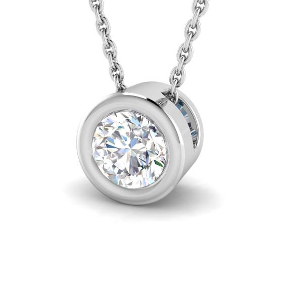0.47ct VVS/E-F Lab Grown Round Cut Diamond Solitaire Pendant in 9k White Gold