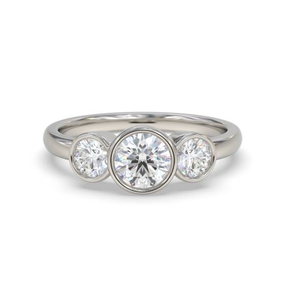Trilogie-Ring mit runder Lünettenfassung