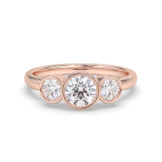 Trilogie-Ring mit runder Lünettenfassung