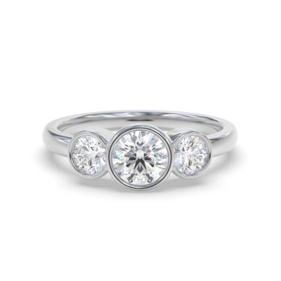 Trilogie-Ring mit runder Lünettenfassung