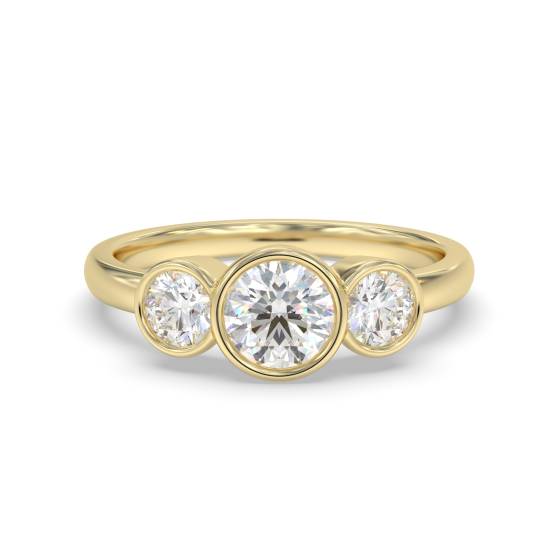 Trilogie-Ring mit runder Lünettenfassung