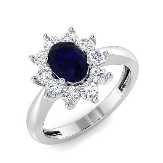 Ring mit ovalem, blauem Saphir (1,60 ct, VS/E-F)