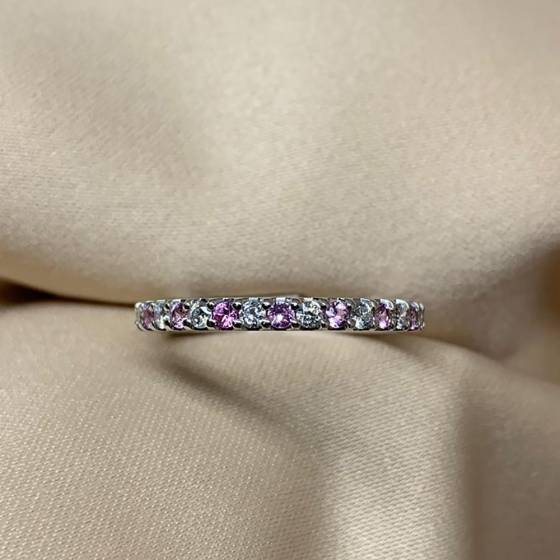 0.60ct VS/E-F Round Cut Pink Sapphire Gemstone Ring in 18k White Gold