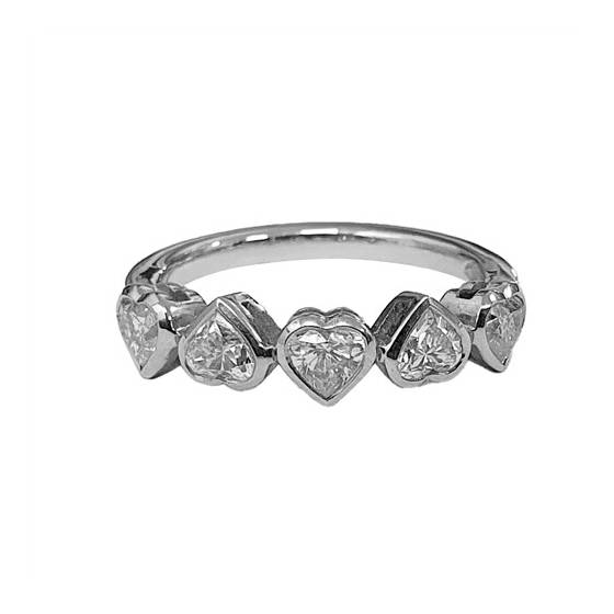 0,96 ct VS/F-G Herzschliff 5-Stein-Naturdiamantring
