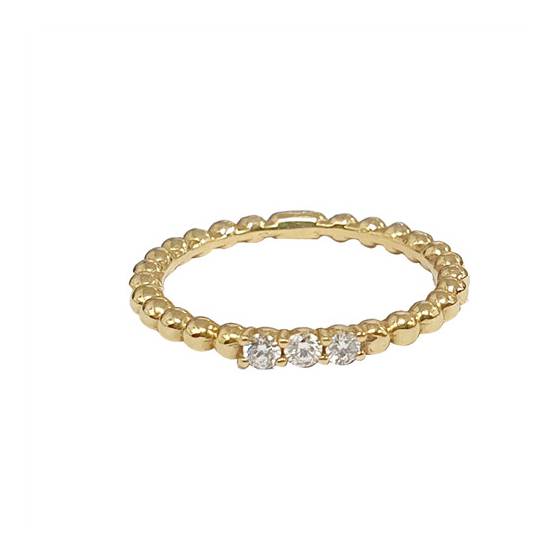 Trilogie-Ring mit 3 runden, natürlichen Diamanten (0,14 ct, VS/E-F).