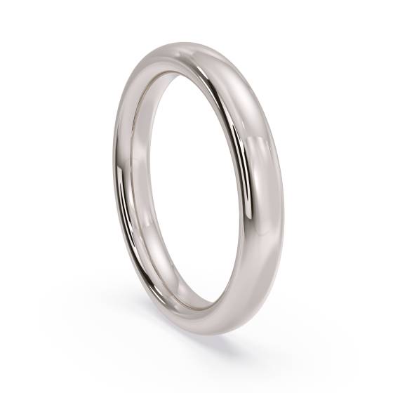 3mm D Shape Plain Wedding Ring in Platinum