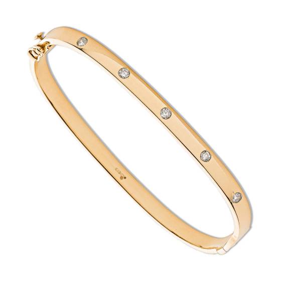 Armreif aus 9-karätigem Gelbgold mit 0,20 ct Diamanten und 5 Steinen