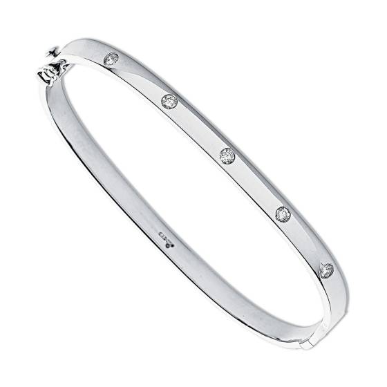 Armreif aus 9-karätigem Weißgold mit 0,20 ct Diamanten und 5 Steinen