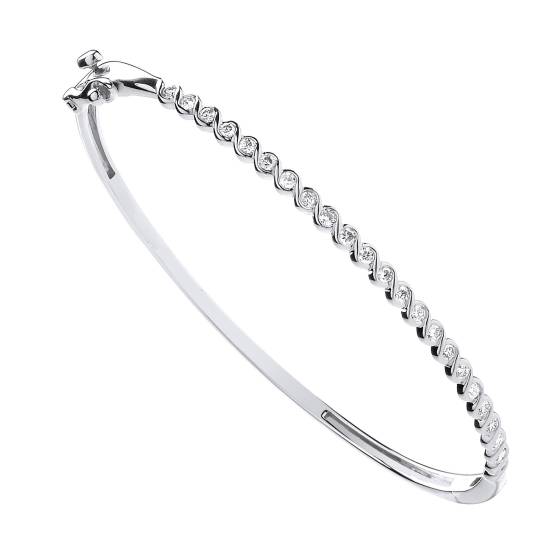 9-karätiges Weißgold, 0,50 ct Diamantarmreif für Damen