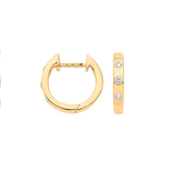 9 Karat Gelbgold 0,10 Karat Rubover Huggies
