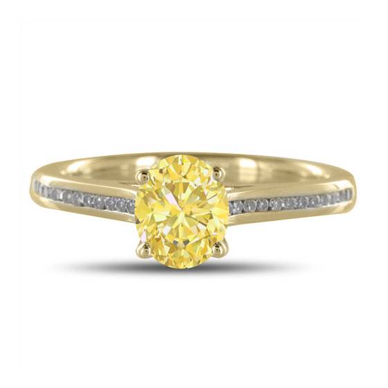 Ring mit ovalem, gelbem Diamanten im Schulterbereich