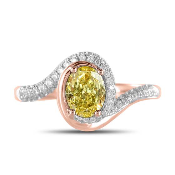 Ring mit ovalem, gelbem Diamanten im Schulterbereich