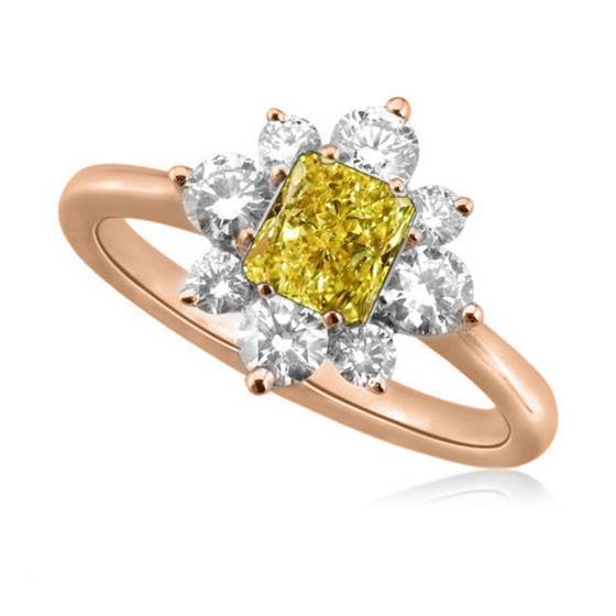 Ring mit gelbem, strahlendem Diamantcluster