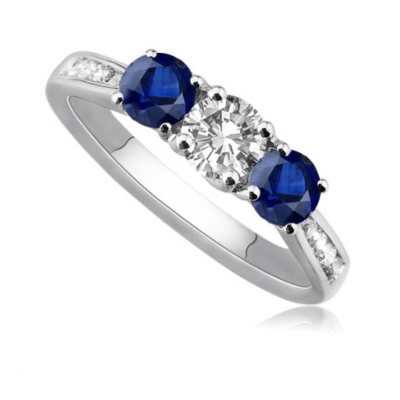 Vintage-Ring von Designern mit blauem Saphir und rundem Diamanten