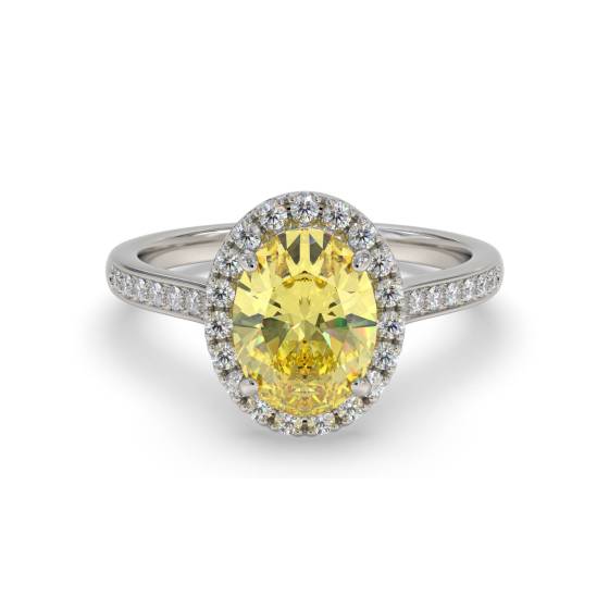 Ring mit ovalem, gelbem Diamanten im Schulterbereich