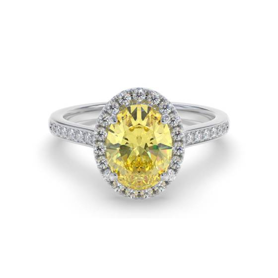 Ring mit ovalem, gelbem Diamanten im Schulterbereich