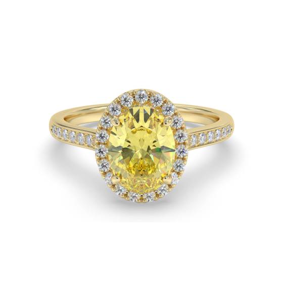 Ring mit ovalem, gelbem Diamanten im Schulterbereich