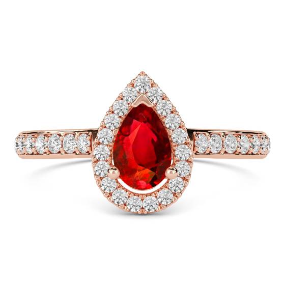 Rubin- und Diamant-Halo-Ring