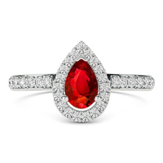 Rubin- und Diamant-Halo-Ring